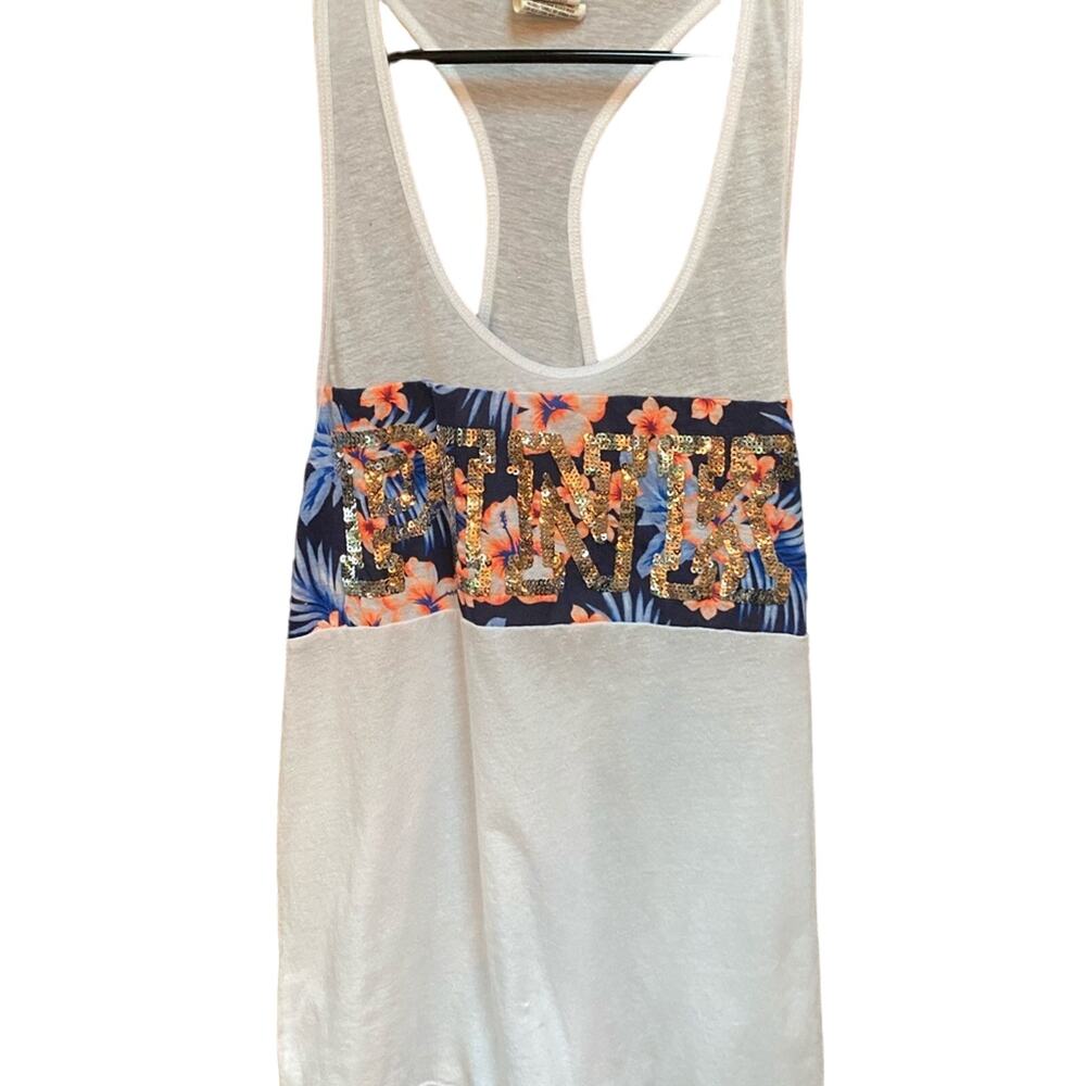 NWOT Pink Victoria’s Secret Tropical Bling Tank XS